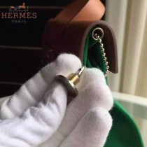 HERMES-0007-10 時尚新款herbag系列原單綠色帆布配土黃色牛皮大號手提單肩包