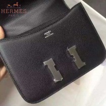 HERMES-0006-8 新款女士constance系列黑色原版皮雙層空姐包單肩斜挎包