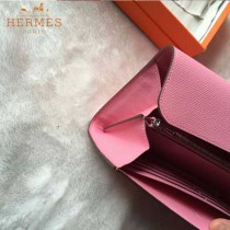 HERMES-0001-9 潮流新款Constance系列EPSOM粉色原版皮手拿包長款錢包