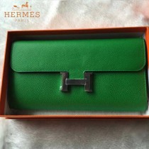 HERMES-0001-3 潮流新款Constance系列EPSOM綠色原版皮手拿包長款錢包