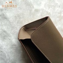 HERMES-0001 潮流新款Constance系列EPSOM卡其色原版皮手拿包長款錢包