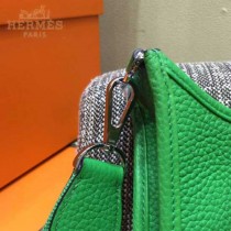 HERMES-00011-5 時尚打孔款伊夫寧系列綠色原版togo皮單肩斜挎包