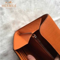 HERMES-0001-2 潮流新款Constance系列EPSOM橙色原版皮手拿包長款錢包