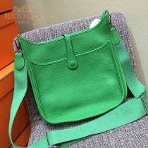HERMES-00011-5 時尚打孔款伊夫寧系列綠色原版togo皮單肩斜挎包