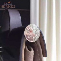 HERMES-0007-13 時尚新款herbag系列原單卡其色帆布配黑色牛皮大號手提單肩包
