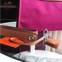 HERMES-0007-5 時尚新款herbag系列原單玫紅色帆布配土黃色牛皮大號手提單肩包