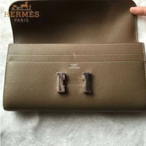 HERMES-0001 潮流新款Constance系列EPSOM卡其色原版皮手拿包長款錢包