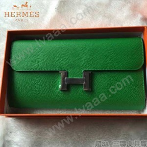 HERMES-0001-3 潮流新款Constance系列EPSOM綠色原版皮手拿包長款錢包