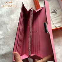 HERMES-0001-9 潮流新款Constance系列EPSOM粉色原版皮手拿包長款錢包