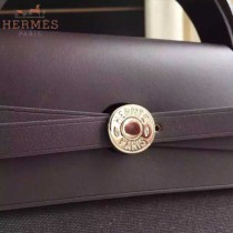 HERMES-0007-14 時尚新款herbag系列原單黑色帆布配黑色牛皮大號手提單肩包