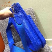 HERMES-00011-8 時尚打孔款伊夫寧系列電光藍原版togo皮單肩斜挎包