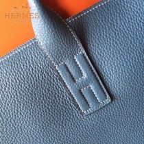 HERMES-0008 時尚男士打孔款天藍色原版togo皮手提肩背包
