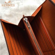 HERMES-0001-2 潮流新款Constance系列EPSOM橙色原版皮手拿包長款錢包