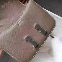HERMES-0006 新款女士constance系列卡其色原版皮雙層空姐包單肩斜挎包