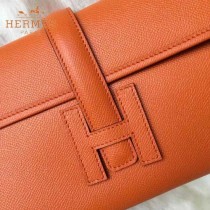 HERMES-0002-7 名媛必備Jige elan系列Epsom橙色原版皮手拿包晚宴包