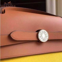 HERMES-0007-2 時尚新款herbag系列原單黃色帆布配土黃色牛皮大號手提單肩包