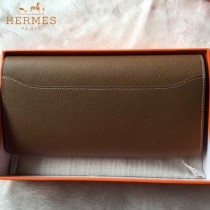 HERMES-0001-11 潮流新款Constance系列EPSOM淺咖色原版皮手拿包長款錢包