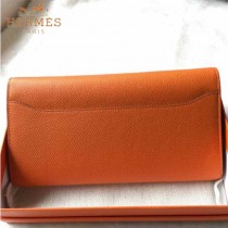 HERMES-0001-2 潮流新款Constance系列EPSOM橙色原版皮手拿包長款錢包