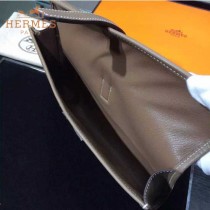 HERMES-0002-10 名媛必備Jige elan系列Epsom卡其色原版皮手拿包晚宴包