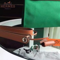 HERMES-0007-10 時尚新款herbag系列原單綠色帆布配土黃色牛皮大號手提單肩包