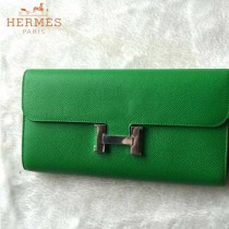 HERMES-0001-3 潮流新款Constance系列EPSOM綠色原版皮手拿包長款錢包