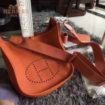 HERMES-00011-2 時尚打孔款伊夫寧系列橙色原版togo皮單肩斜挎包