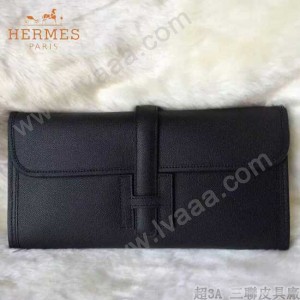 HERMES-0002-4 名媛必備Jige elan系列Epsom黑色原版皮手拿包晚宴包