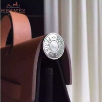 HERMES-0007-4 時尚新款herbag系列原單黑色帆布配土黃色牛皮大號手提單肩包