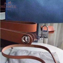 HERMES-0007 時尚新款herbag系列原單藍色帆布配土黃色牛皮大號手提單肩包