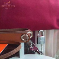 HERMES-0007-15 時尚新款herbag系列原單紅色帆布配土黃色牛皮大號手提單肩包