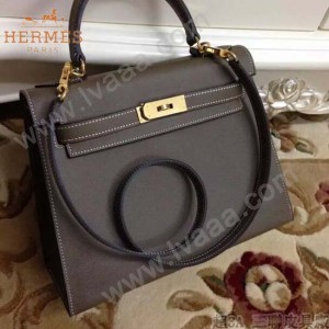 HERMES-00022-26 秋冬新款HERMES凱利kelly系列原版十字紋牛皮手提單肩包