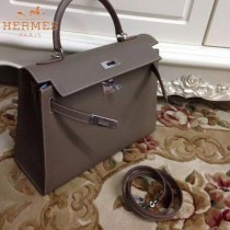 HERMES-00022-7 秋冬新款HERMES凱利kelly系列原版十字紋牛皮手提單肩包