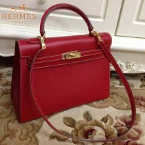 HERMES-00022-22 秋冬新款HERMES凱利kelly系列原版十字紋牛皮手提單肩包