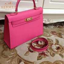HERMES-00022-9 秋冬新款HERMES凱利kelly系列原版十字紋牛皮手提單肩包