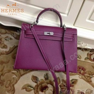 HERMES-00022-1 秋冬新款HERMES凱利kelly系列原版十字紋牛皮手提單肩包