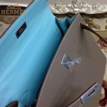 HERMES-00022-7 秋冬新款HERMES凱利kelly系列原版十字紋牛皮手提單肩包