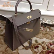 HERMES-00022-8 秋冬新款HERMES凱利kelly系列原版十字紋牛皮手提單肩包