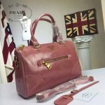 PRADA-002-2 時尚經典款女士粉紅色油蠟皮單肩斜挎包購物包