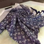 LV圍巾-3-5 時尚經典款蔡依林系列原單藍色羊絨真絲圍巾披肩