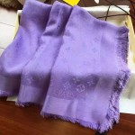 LV圍巾-3-7 時尚經典款蔡依林系列原單薰衣草紫色羊絨真絲圍巾披肩