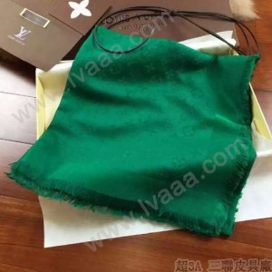 LV圍巾-3 時尚經典款蔡依林系列原單綠色羊絨真絲圍巾披肩