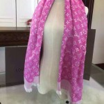 LV圍巾-3-2 時尚經典款蔡依林系列原單粉色羊絨真絲圍巾披肩