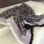 LV圍巾-3-4 時尚經典款蔡依林系列原單黑灰色羊絨真絲圍巾披肩