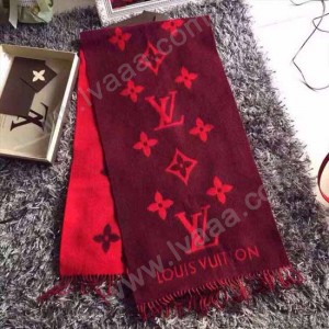 LV圍巾-6-4 時尚爆款安以軒同款REYKJAVIK紅色原單羊絨圍巾披肩