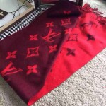 LV圍巾-6-4 時尚爆款安以軒同款REYKJAVIK紅色原單羊絨圍巾披肩
