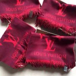LV圍巾-6-4 時尚爆款安以軒同款REYKJAVIK紅色原單羊絨圍巾披肩