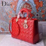Dior-23-4 經典時尚新款迪奧7格大號原版牛漆皮戴妃包