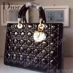 Dior-23-3 經典時尚新款迪奧7格大號原版牛漆皮戴妃包