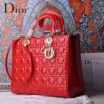 Dior-23-4 經典時尚新款迪奧7格大號原版牛漆皮戴妃包