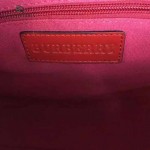 BURBERRY 5001176-3 傳統工藝復古House Check帆布配紅色皮中號保齡球包